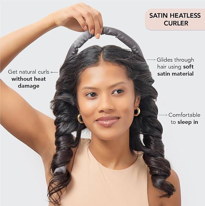  heatless curlers, Kitsch Satin Overnight Hair Curling Set, curling headband, Amazon, soft curls